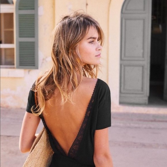 Sezane LUCILLE Backless LACE Leg Slit Dress XS - Picture 2 of 12